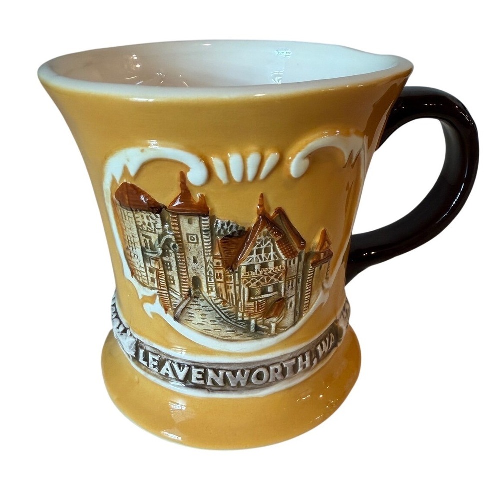European Heritage Gifts Leavenworth WA Mug OS Yellow 3D Relief Bavarian CM501L